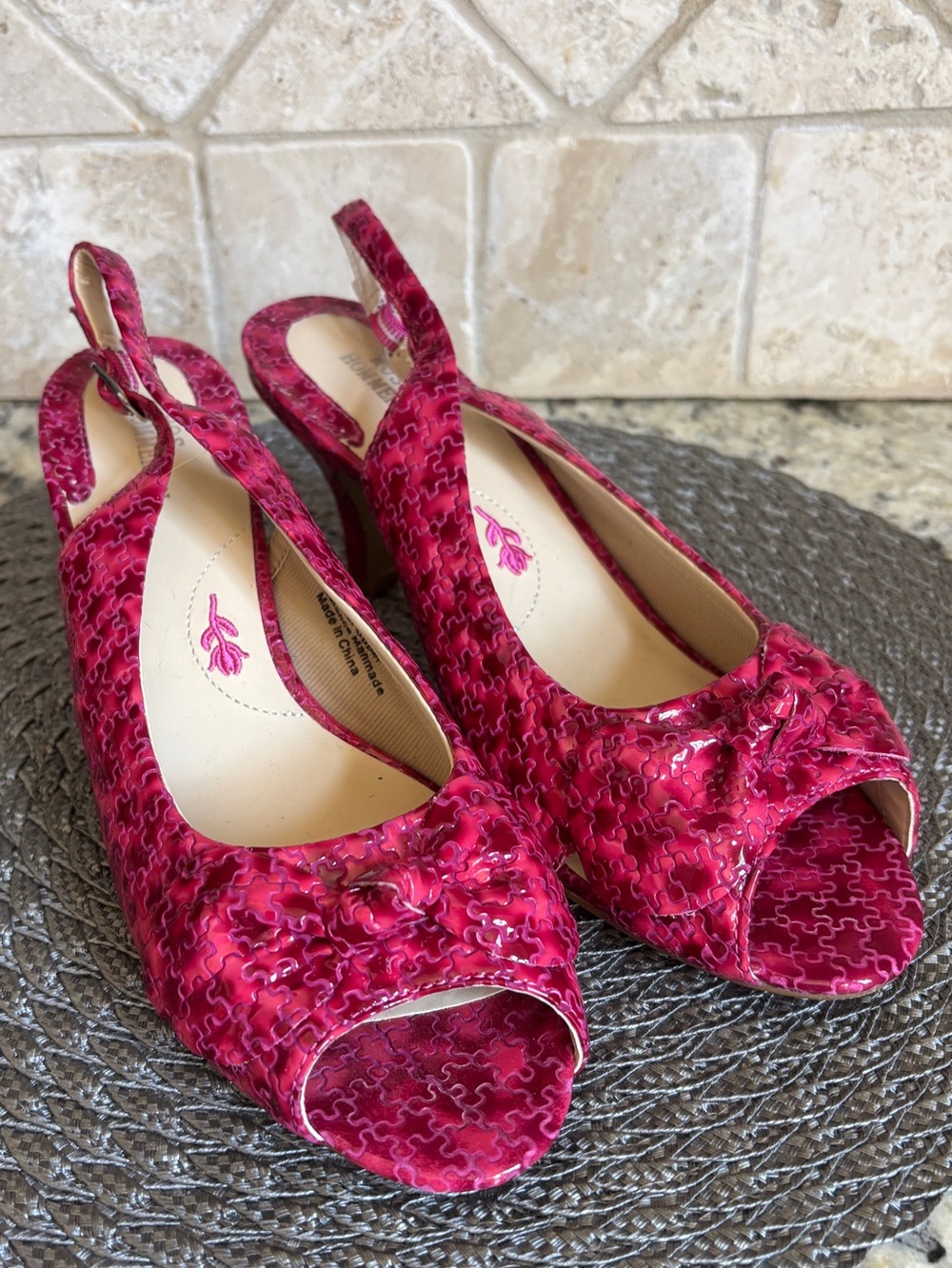 Ros Hommerson Lindsey Peep-Toed Sling Back Pink Heels